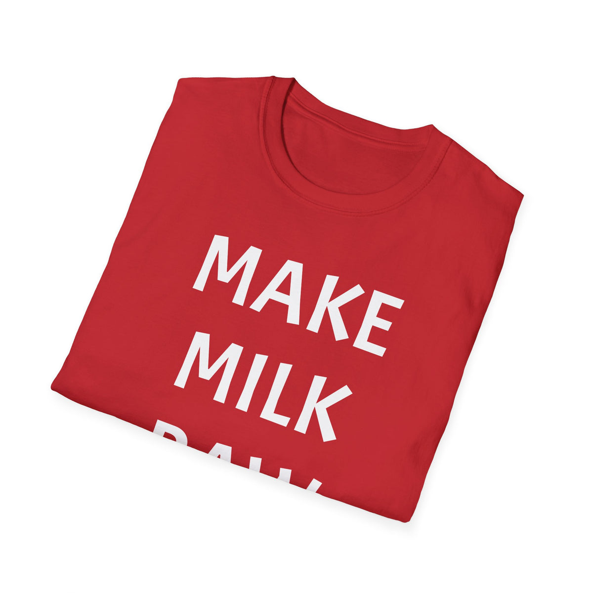Unisex Softstyle T-Shirt - Make Milk Raw Again Tee, Vintage Style Graphic Shirt, Retro Dairy Protest Top, Red and White Tee, Foodie Gift