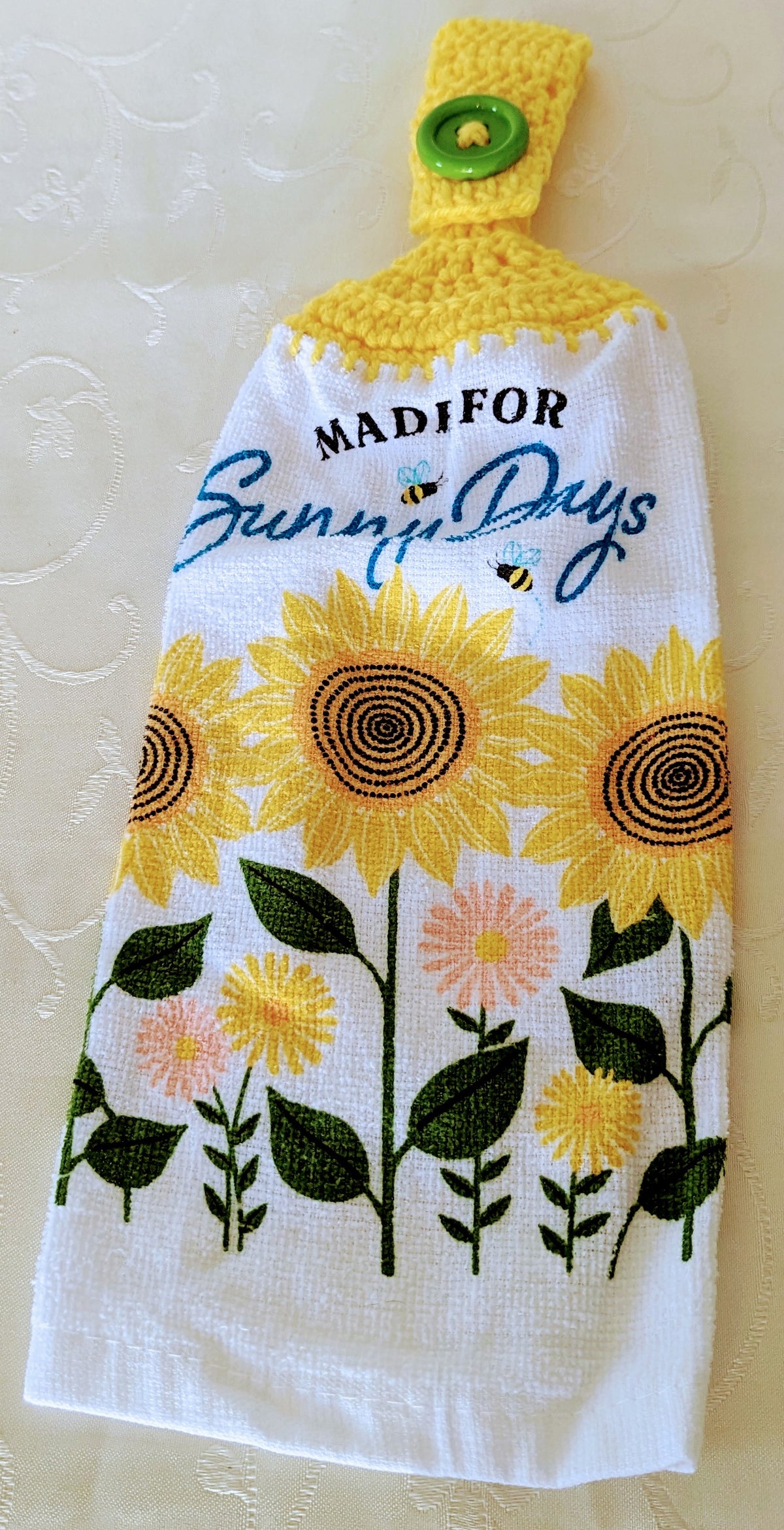 Hanging Towels - Sunflowers - "Made for Sunny Days" - Set of 2