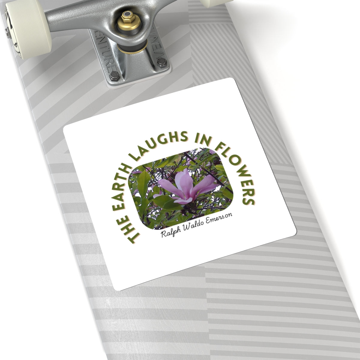 Inspirational Flower Stickers, Nature Lovers Gift, Laptop Peel & Stick Decor, Ralph Waldo Emerson Quote, Eco-Friendly Art