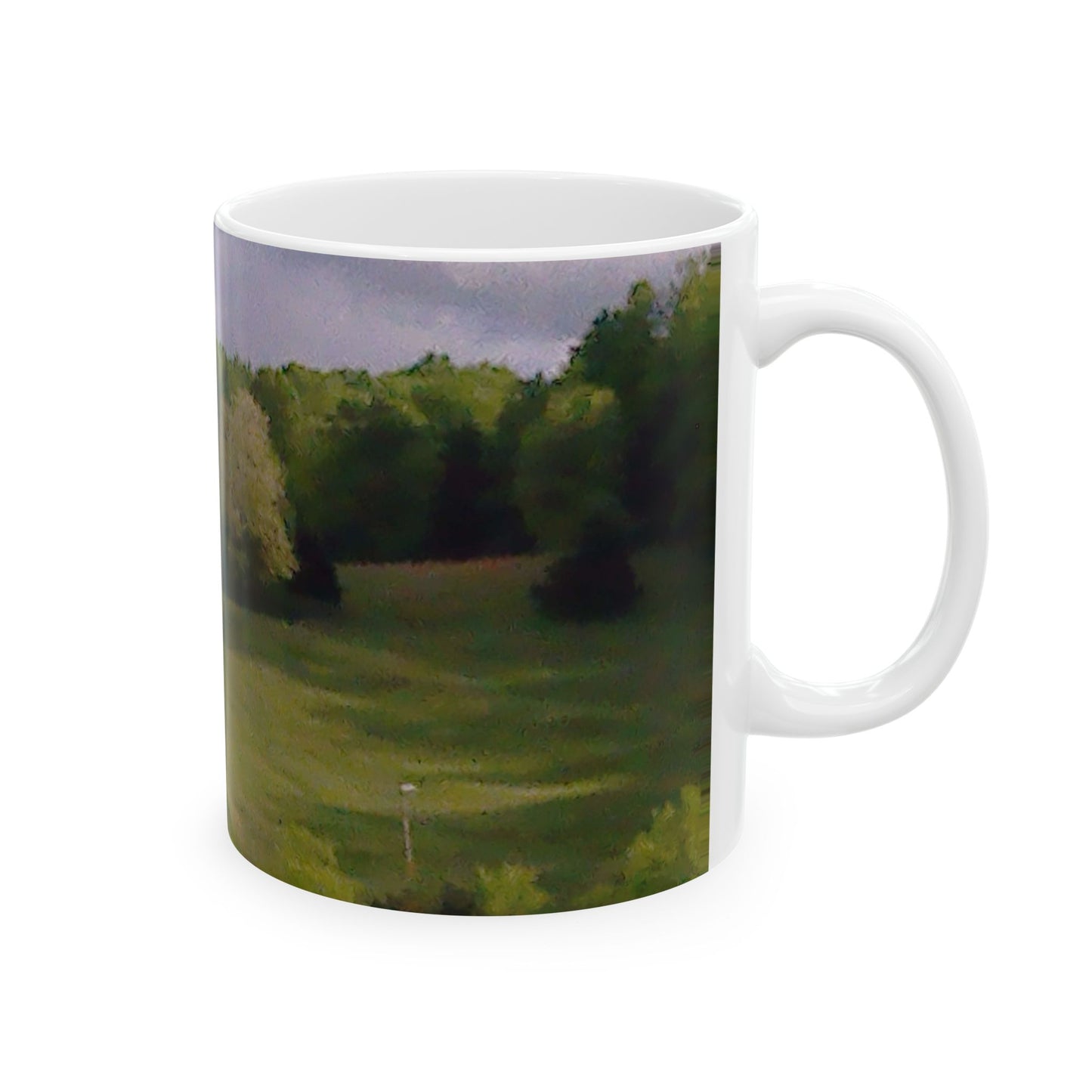 Scenic Meadow Ceramic Mug — Tranquil Green Landscape Coffee Cup (11oz, 15oz)