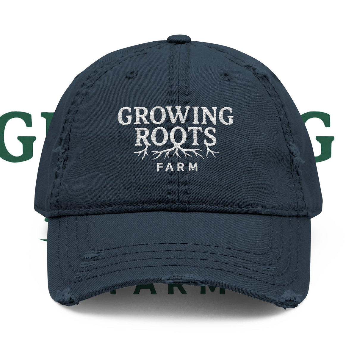 Growing Roots Farm Distressed Embroidered Dad Hat