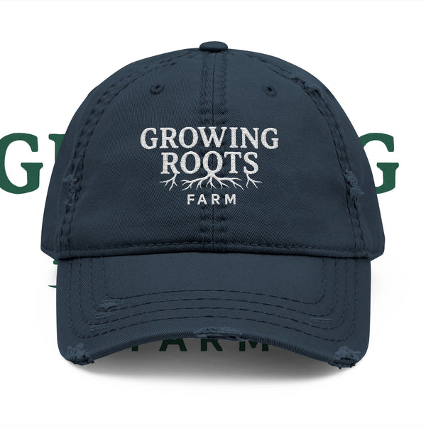 Growing Roots Farm Distressed Embroidered Dad Hat