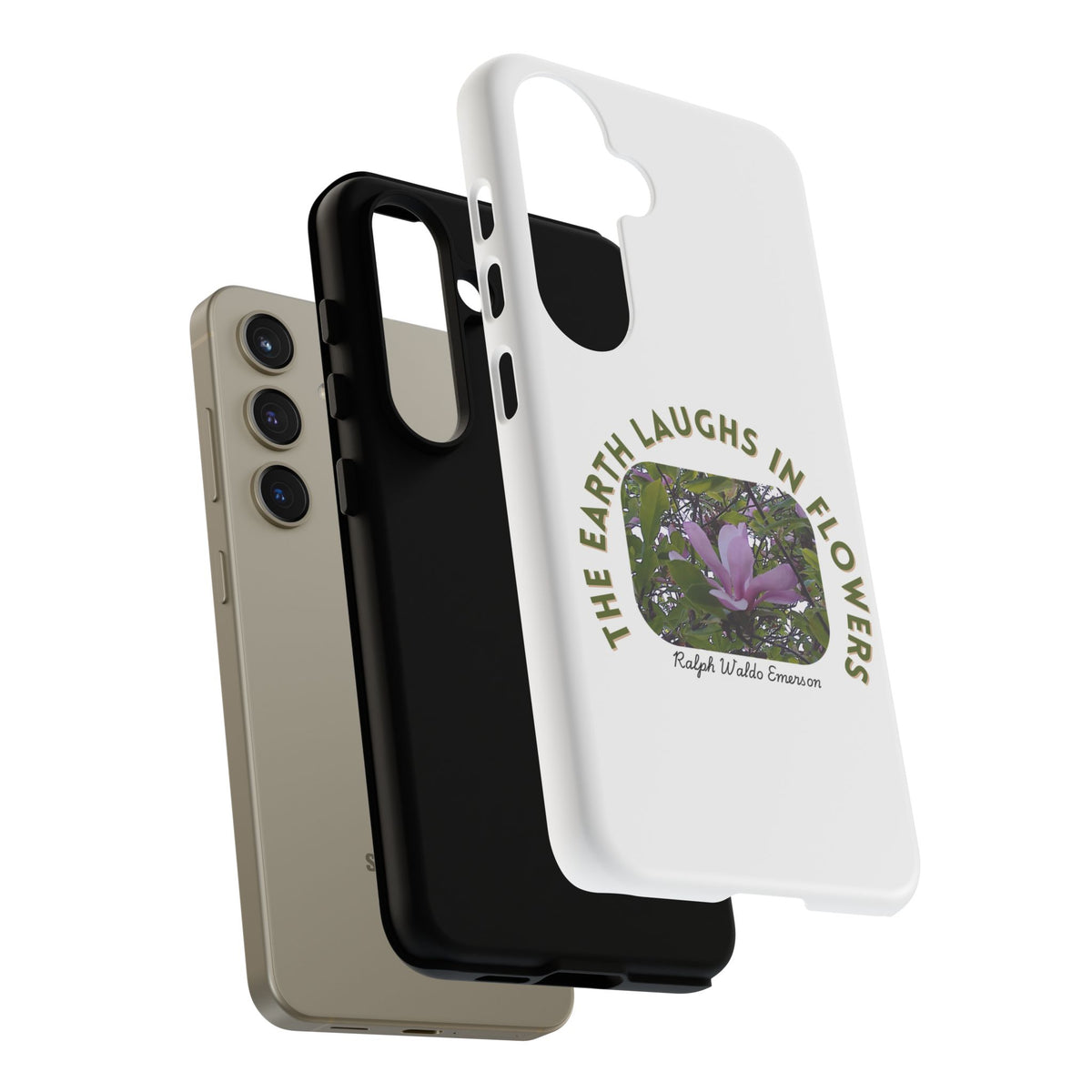 Floral Quote Phone Case - "The Earth Laughs in Flowers" - Tough & Stylish