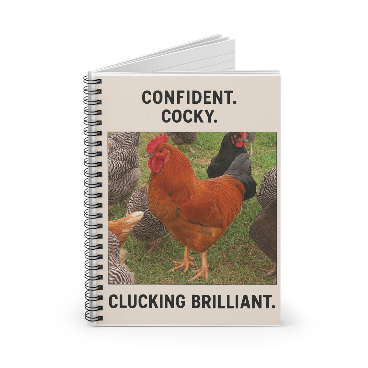 Confident Cluck Spiral Notebook - A Fun Gift for Chicken Lovers, Perfect for Note-Taking, Journaling, or as a Gift for Chicken Enthusiasts!