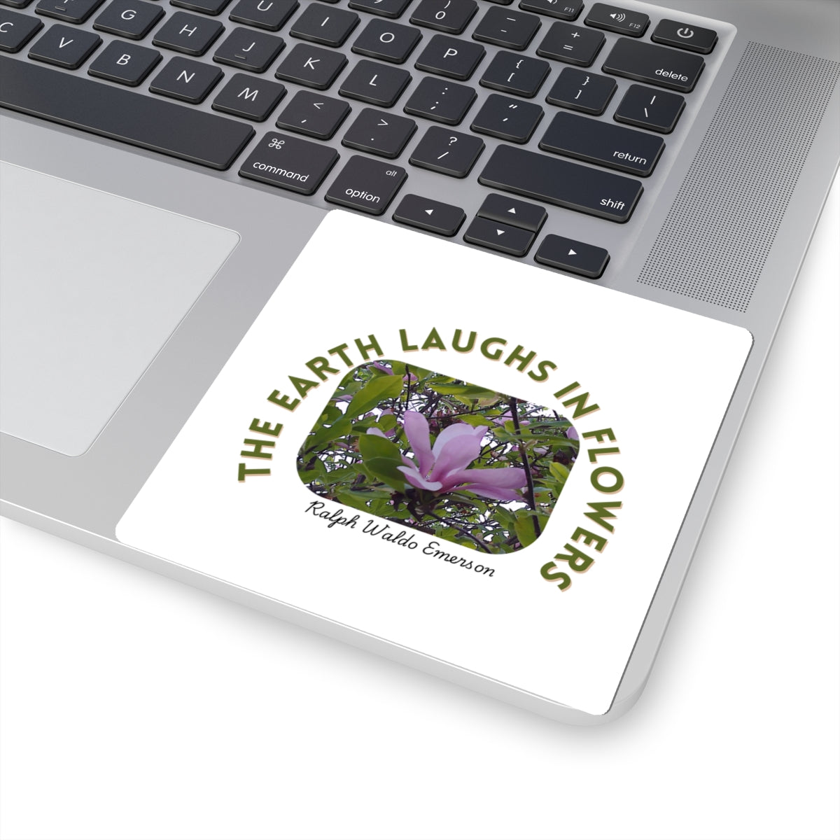 Inspirational Flower Stickers, Nature Lovers Gift, Laptop Peel & Stick Decor, Ralph Waldo Emerson Quote, Eco-Friendly Art