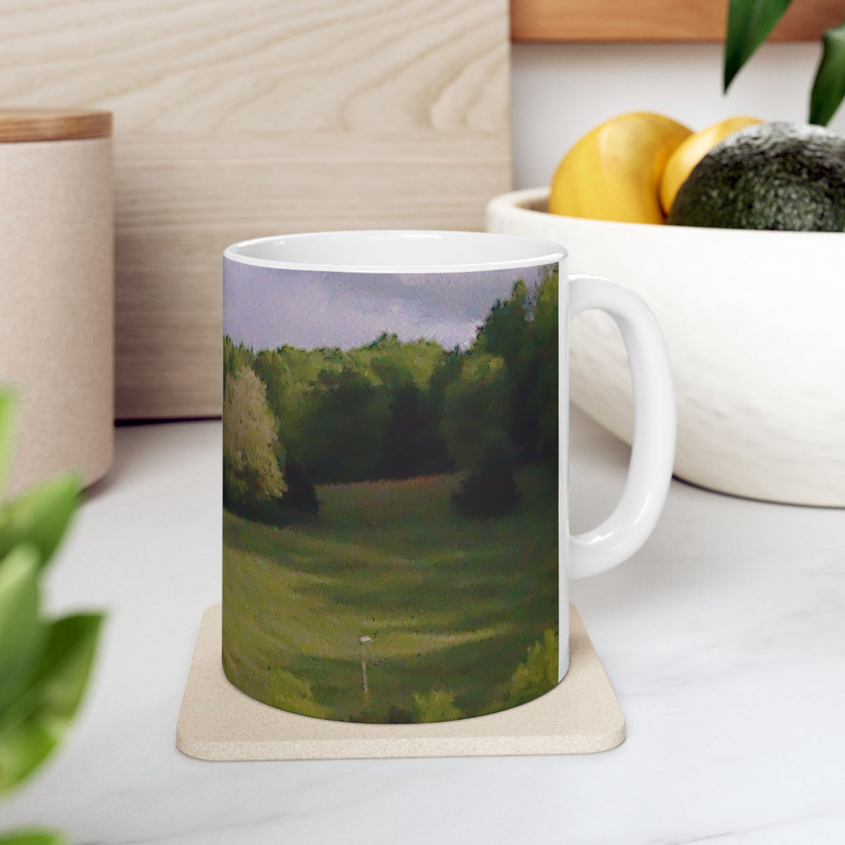 Scenic Meadow Ceramic Mug — Tranquil Green Landscape Coffee Cup (11oz, 15oz)