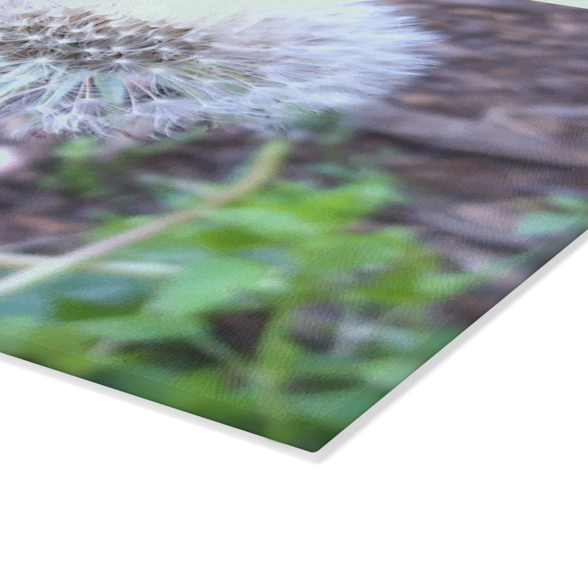 Dandelion Photo Glass Cutting Board — Nature-Inspired Decorative Chopping Board