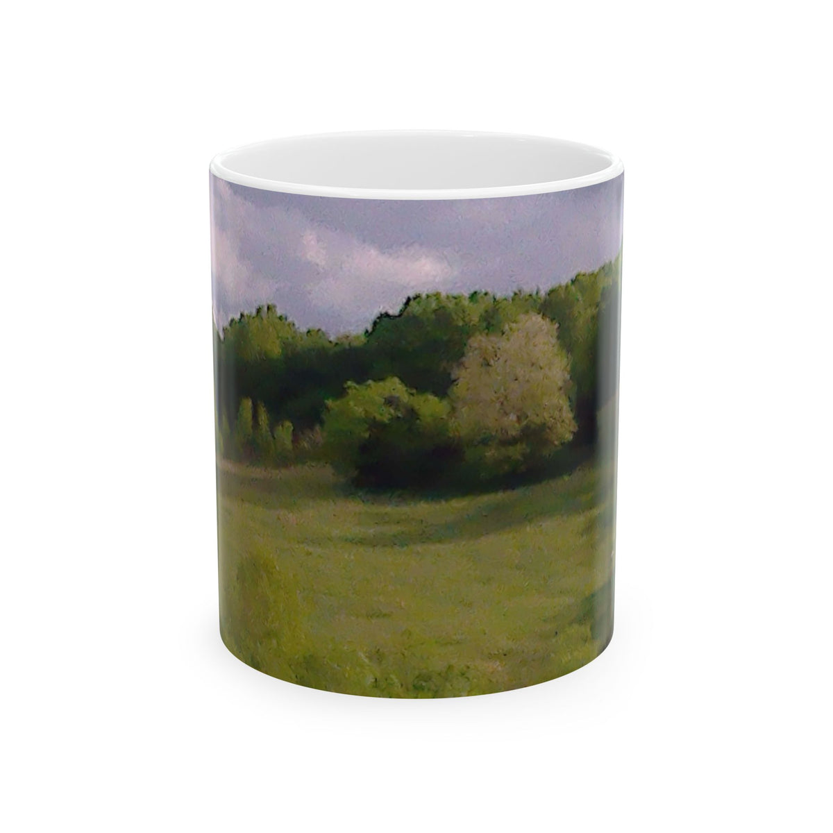 Scenic Meadow Ceramic Mug — Tranquil Green Landscape Coffee Cup (11oz, 15oz)