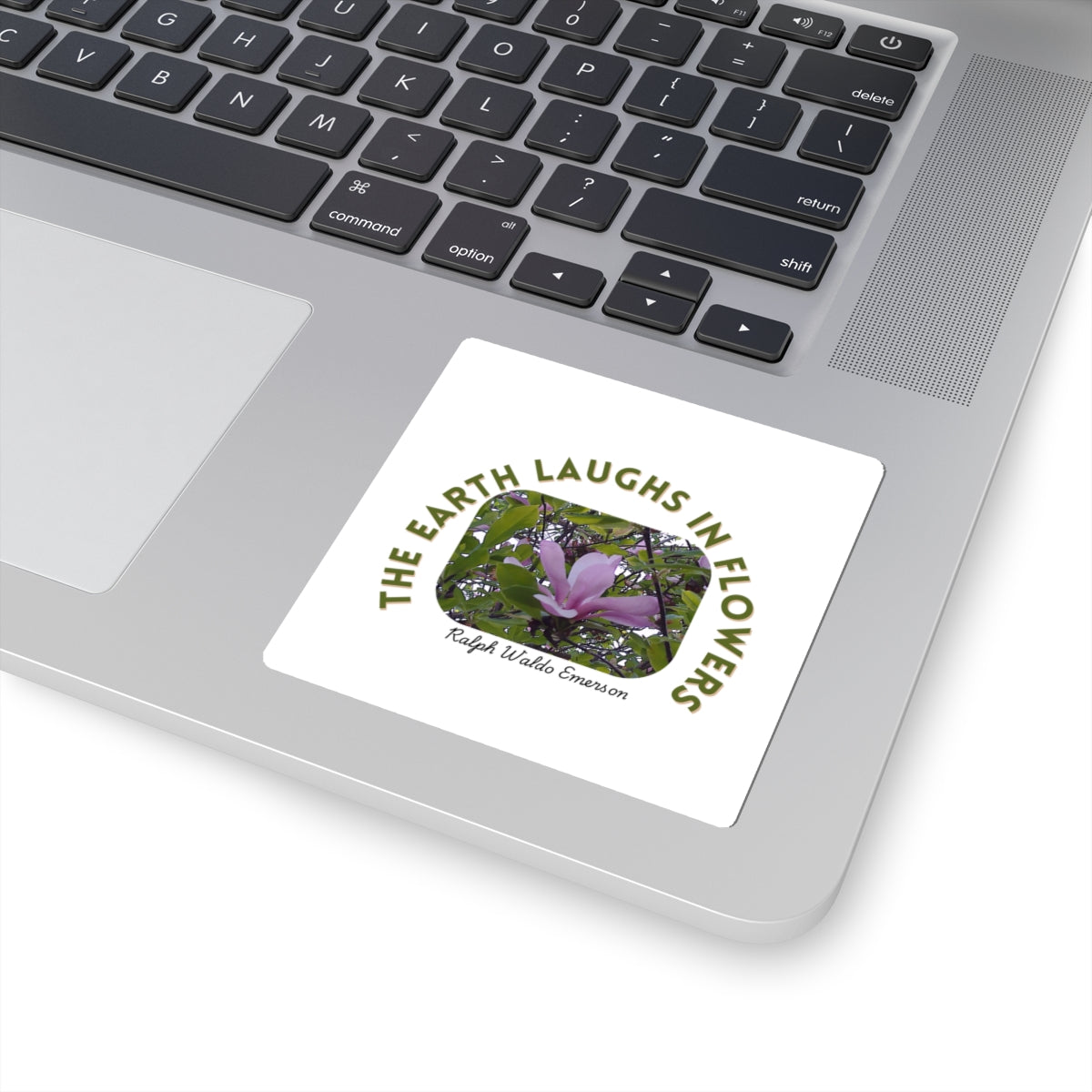 Inspirational Flower Stickers, Nature Lovers Gift, Laptop Peel & Stick Decor, Ralph Waldo Emerson Quote, Eco-Friendly Art