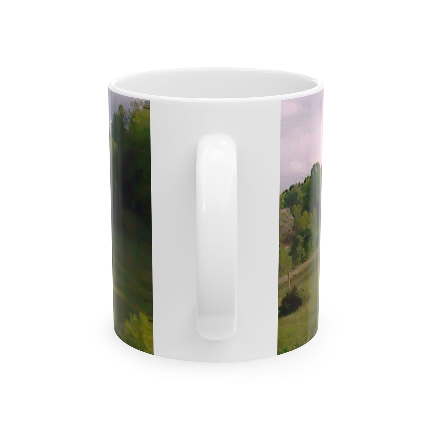 Scenic Meadow Ceramic Mug — Tranquil Green Landscape Coffee Cup (11oz, 15oz)