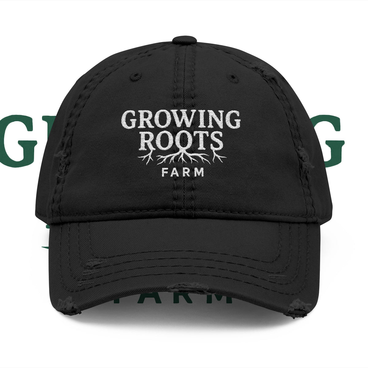 Growing Roots Farm Distressed Embroidered Dad Hat