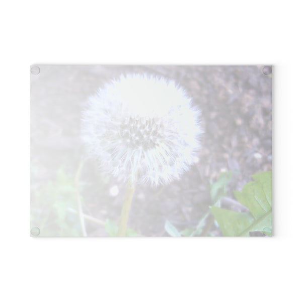 Dandelion Photo Glass Cutting Board — Nature-Inspired Decorative Chopping Board