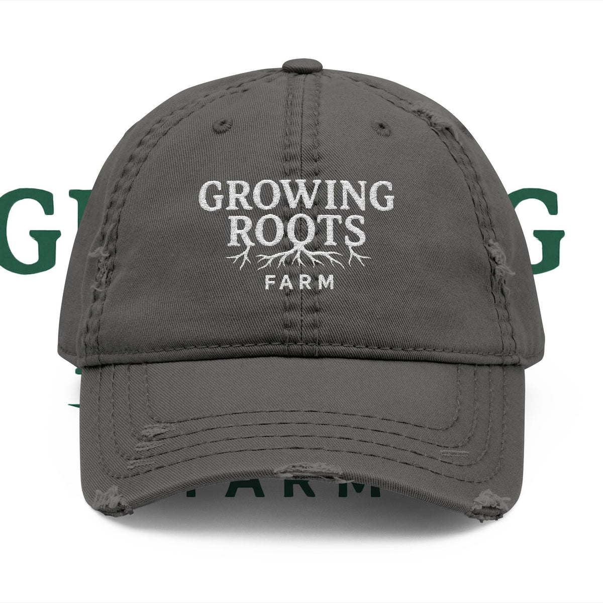 Growing Roots Farm Distressed Embroidered Dad Hat