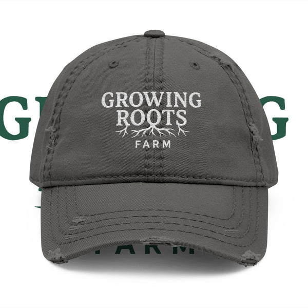 Growing Roots Farm Distressed Embroidered Dad Hat