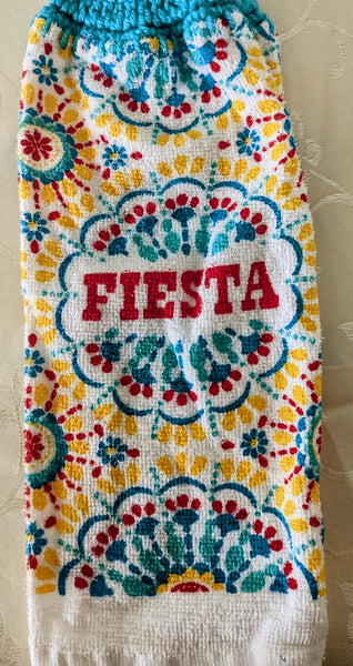 Hand Crocheted Hanging Towels - "Fiesta" - Set of 2