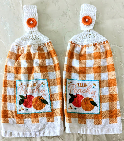 Hanging Towels - Peach - "Feelin' Peachy"  - Set of 2