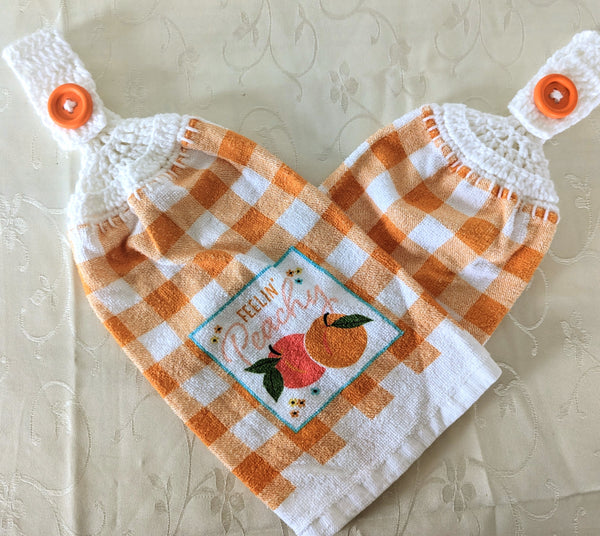 Hanging Towels - Peach - "Feelin' Peachy"  - Set of 2