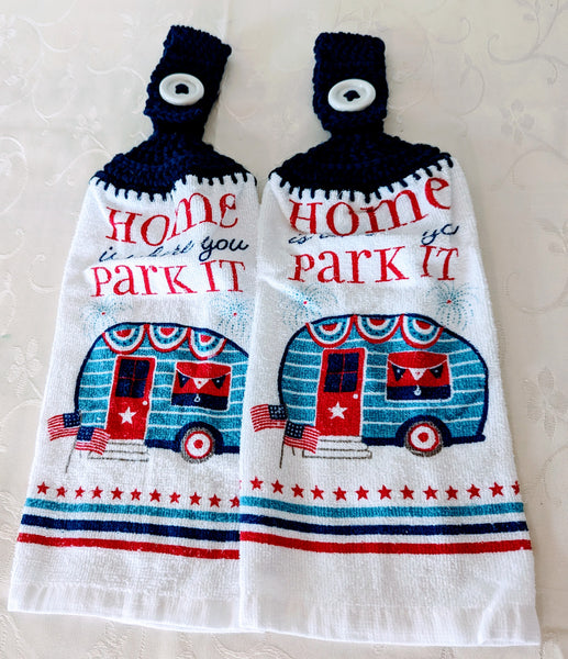 Hanging Towels - "Home Is Where You Park It" - Set of 2