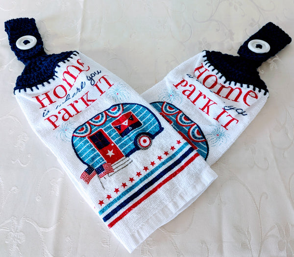 Hanging Towels - "Home Is Where You Park It" - Set of 2