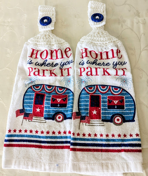 Hanging Towels - "Home Is Where You Park It" - Set of 2