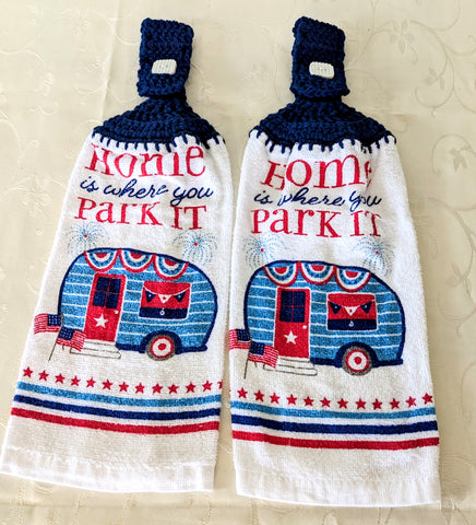 Hanging Towels - "Home Is Where You Park It" - Set of 2