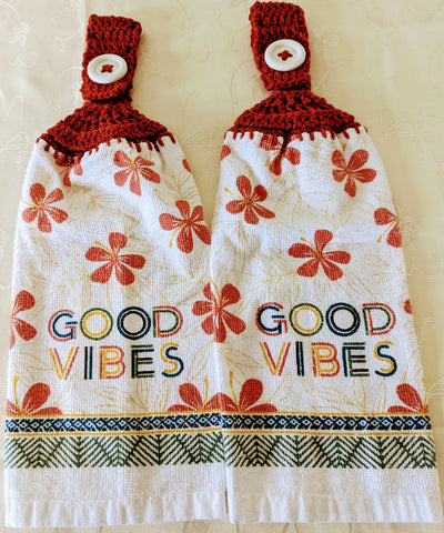 Hanging Towels - "Good Vibes" - Set of 2