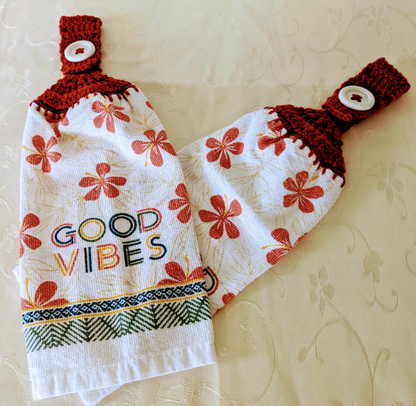 Hanging Towels - "Good Vibes" - Set of 2