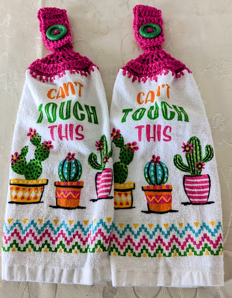 Hanging Towels - Cactus - "Can't Touch This" - Set of 2