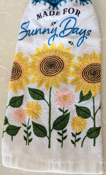 Hanging Towels - Sunflowers - "Made for Sunny Days" - Set of 2