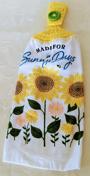 Hanging Towels - Sunflowers - "Made for Sunny Days" - Set of 2