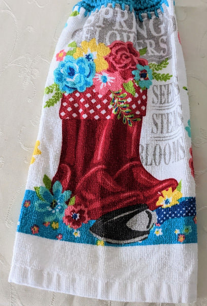 Hanging Towels - Flowers in a Garden Boot - Set of 2