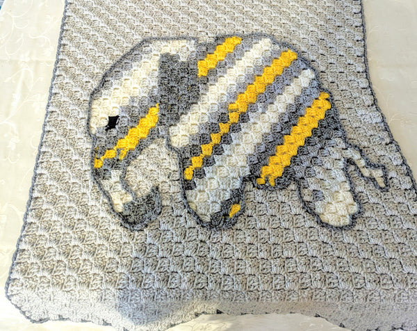 Specialty Blanket - Wall Hanging - Hand Crocheted - Elephant