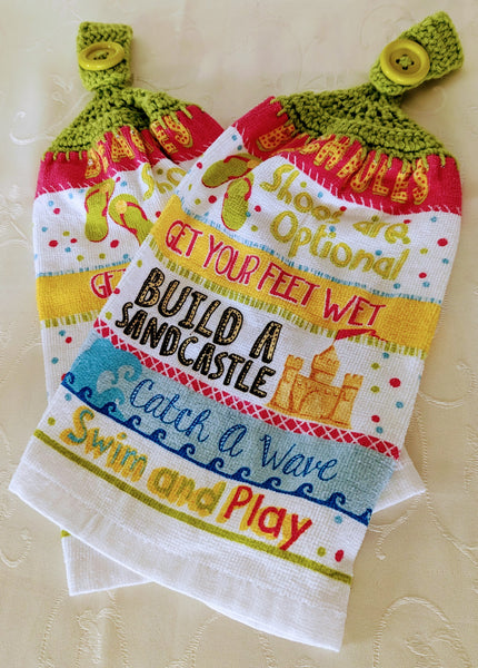 Hanging Towels - Beach Themed - Various Phrases - Set of 2