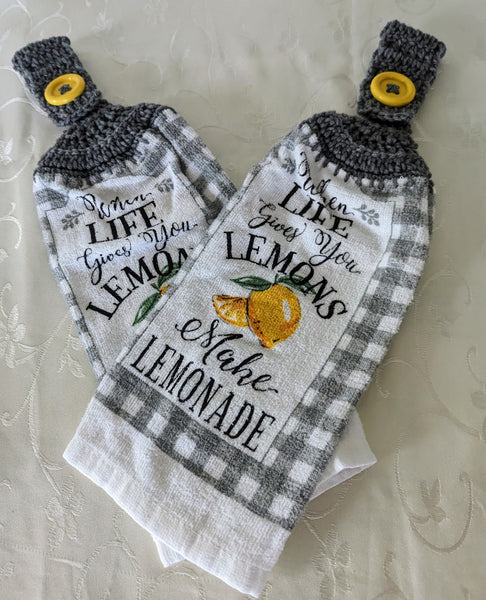 Hanging Towels - Lemons - "When Life Gives You Lemons, Make Lemonade" - Set of 2