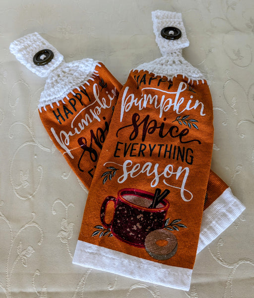 Fall Themed Hanging Towels - "Happy Pumpkin Spice Everything Season" - Set of 2