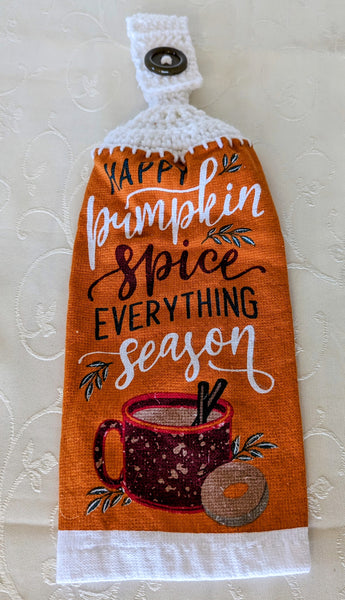 Fall Themed Hanging Towels - "Happy Pumpkin Spice Everything Season" - Set of 2