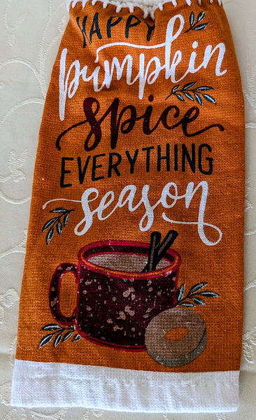 Fall Themed Hanging Towels - "Happy Pumpkin Spice Everything Season" - Set of 2