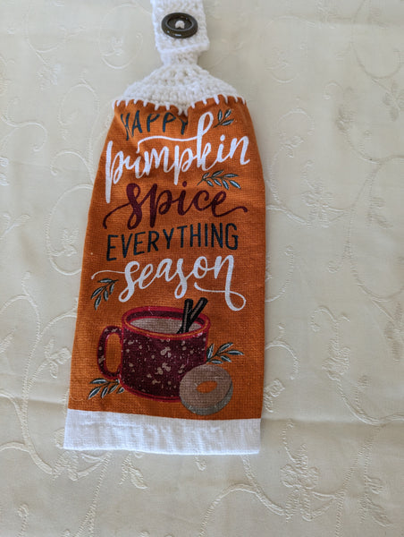 Fall Themed Hanging Towels - "Happy Pumpkin Spice Everything Season" - Set of 2