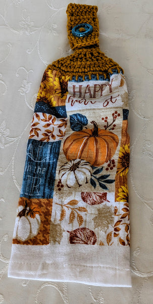 Fall/Thanksgiving Hanging Towels - "Happy Harvest" - Set of 2