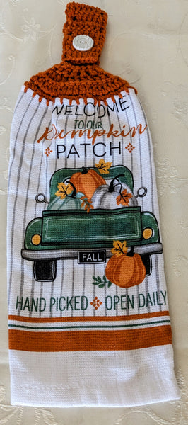 Fall Themed Hanging Towels - "Welcome to our Pumpkin Patch" - Set of 2