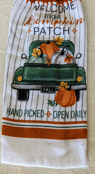 Fall Themed Hanging Towels - "Welcome to our Pumpkin Patch" - Set of 2