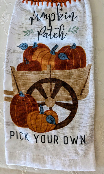 Fall Themed Hanging Towels - "Pumpkin Patch" - Set of 2