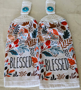 Fall/Thanksgiving Hanging Towels - "Blessed" - Set of 2