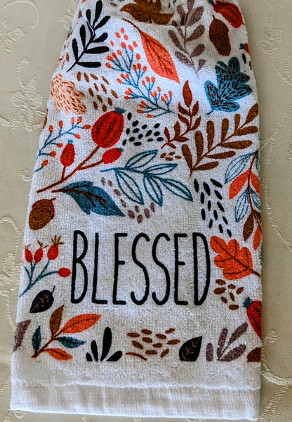 Fall/Thanksgiving Hanging Towels - "Blessed" - Set of 2