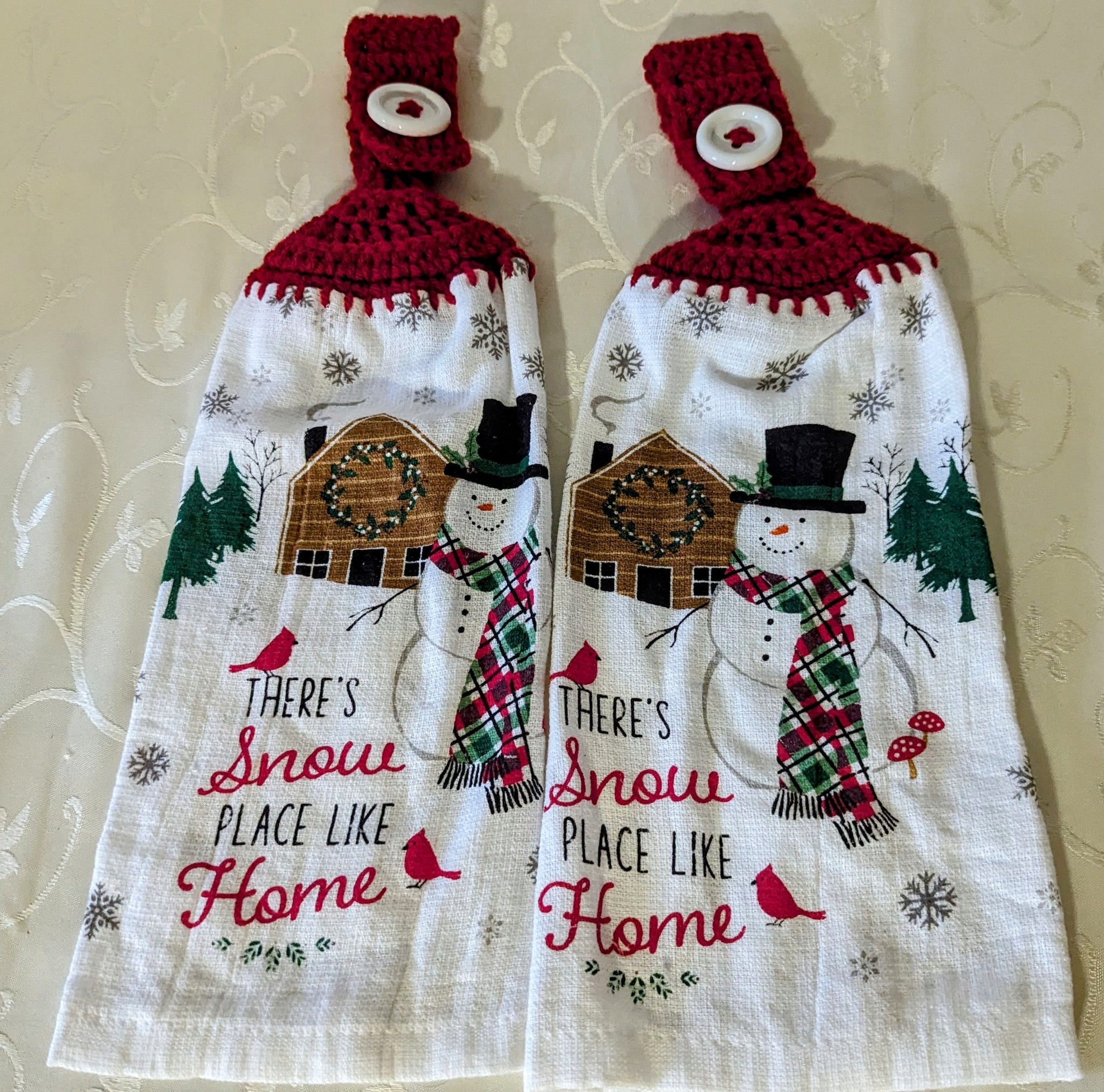 Christmas Hanging Towels - "There's Snow Place Like Home" - Set of 2