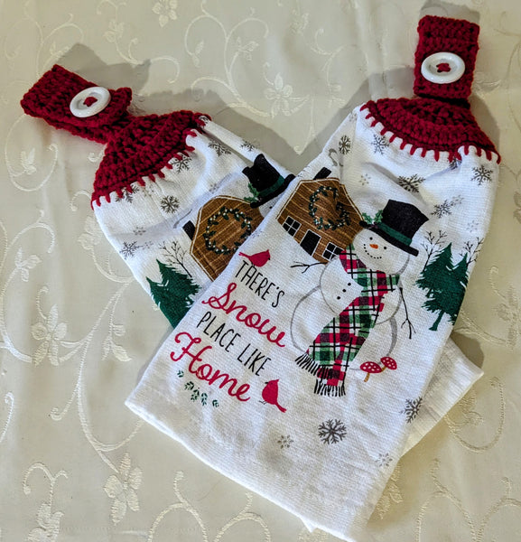 Christmas Hanging Towels - "There's Snow Place Like Home" - Set of 2