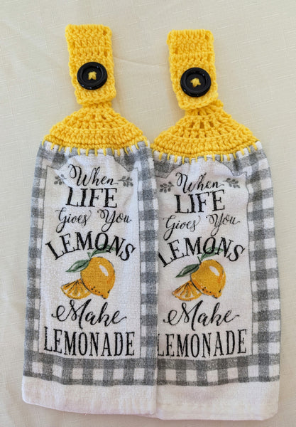 Hanging Towels - Lemons - "When Life Gives You Lemons, Make Lemonade" - Set of 2