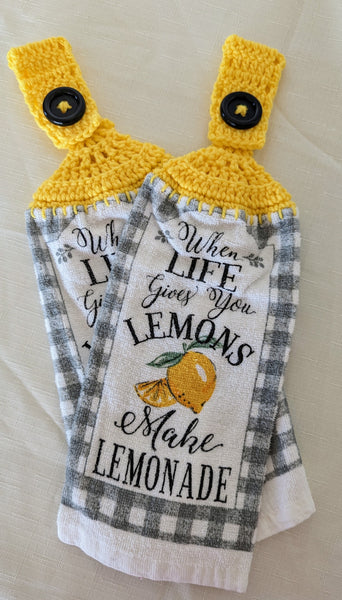 Hanging Towels - Lemons - "When Life Gives You Lemons, Make Lemonade" - Set of 2