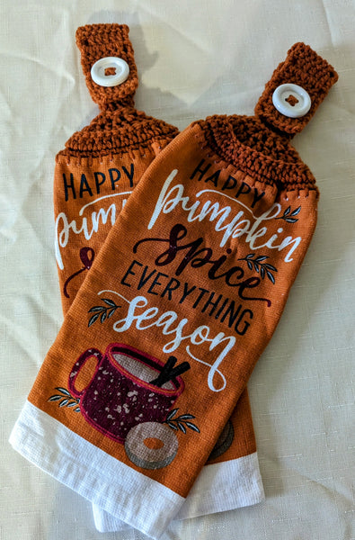 Fall Themed Hanging Towels - "Happy Pumpkin Spice Everything Season" - Set of 2