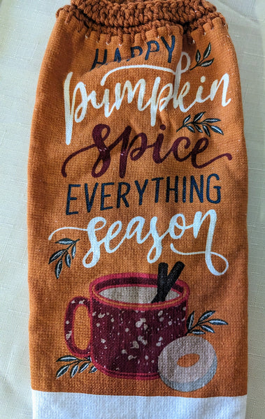 Fall Themed Hanging Towels - "Happy Pumpkin Spice Everything Season" - Set of 2